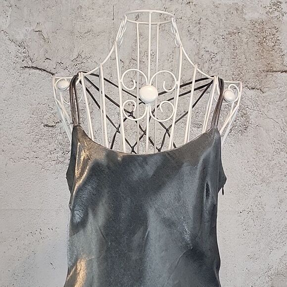 Cachet Silver Grey Slip Maxi Dress Spaghetti Strap Sleeveless Womens Size 4 - Picture 2 of 15
